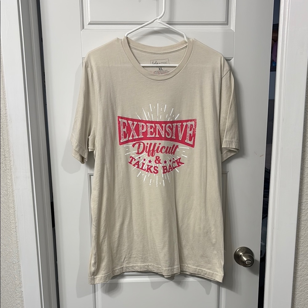 Lulu Mac Cream and Pink Short Sleeve Tee